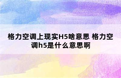 格力空调上现实H5啥意思 格力空调h5是什么意思啊